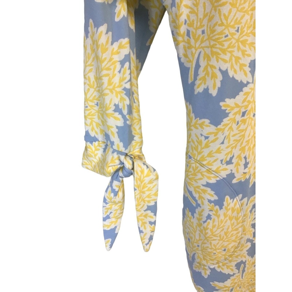 Crown & Ivy Yellow & Blue Floral Print Hooded Jacket Womens Size Large - Picture 3 of 6
